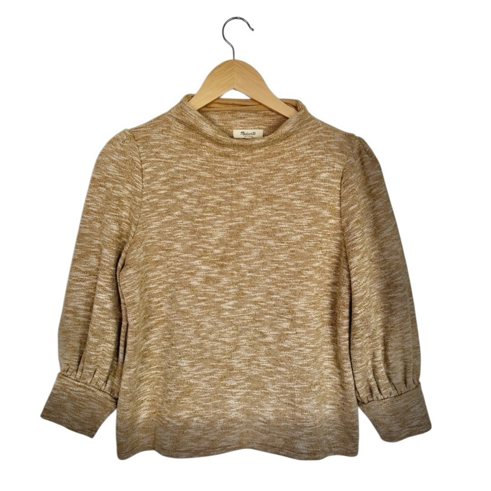 MADEWELL Honey Heathered Mockneck with Sleeve & Shoulder Pleating